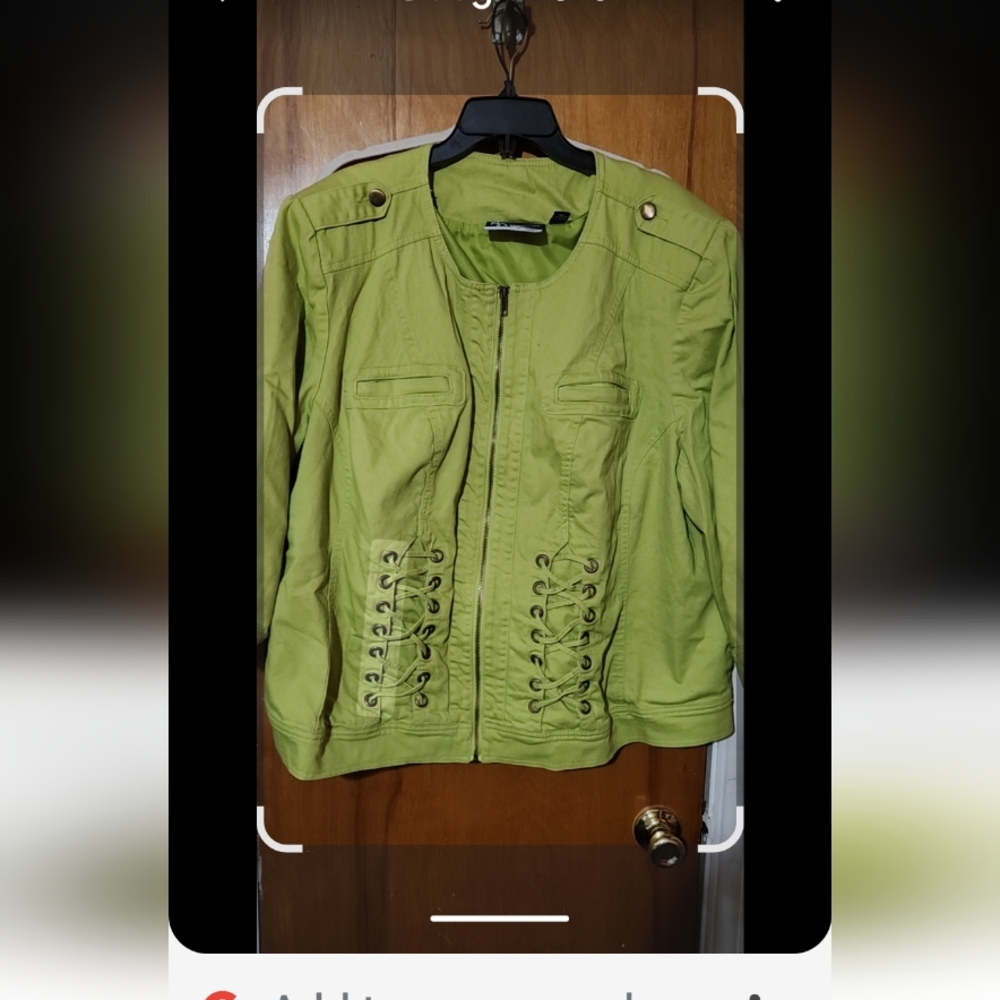 Added Dimensiins Ladies Green Denim jacket